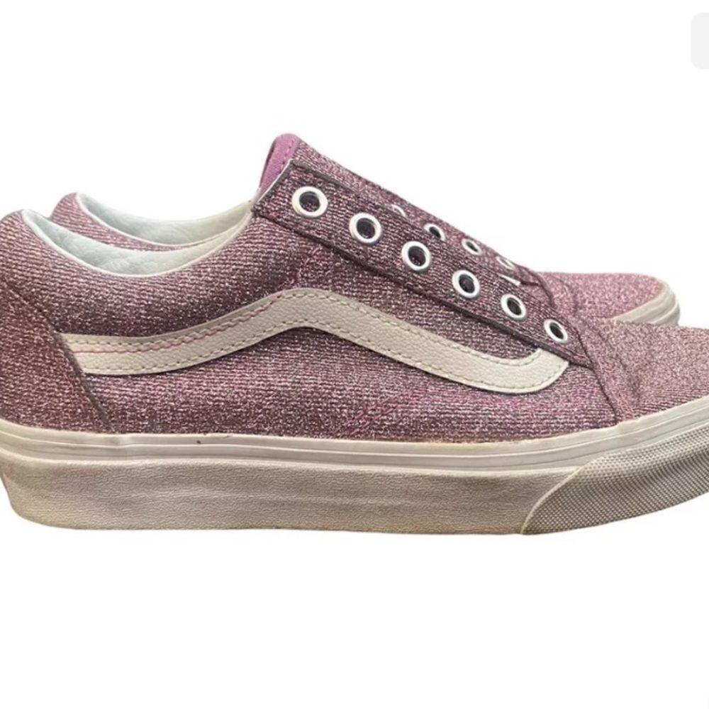 Vans Old Skool Low Tops Pink Lurex Sparkle Canvas Womens 6 No laces - Picture 3 of 6